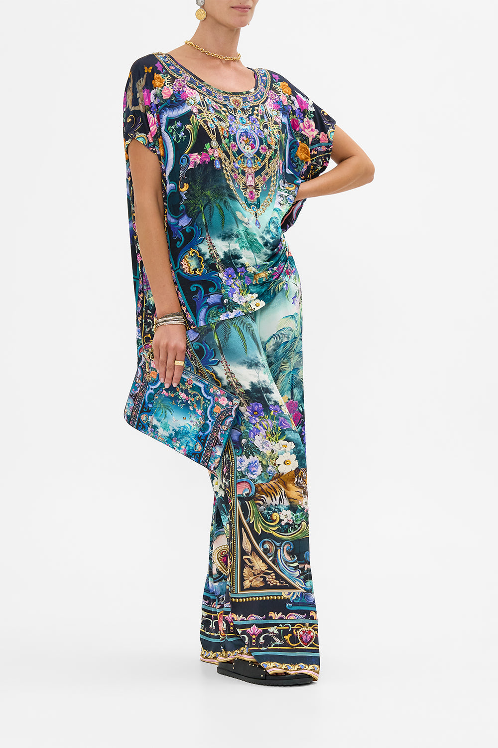 The CAMILLA Small Canvas Clutch in our Basked In Baroque print.