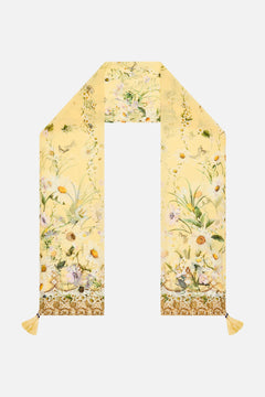 The CAMILLA Long Silk Crinkle Chiffon Scarf in our Daisy Chains print.