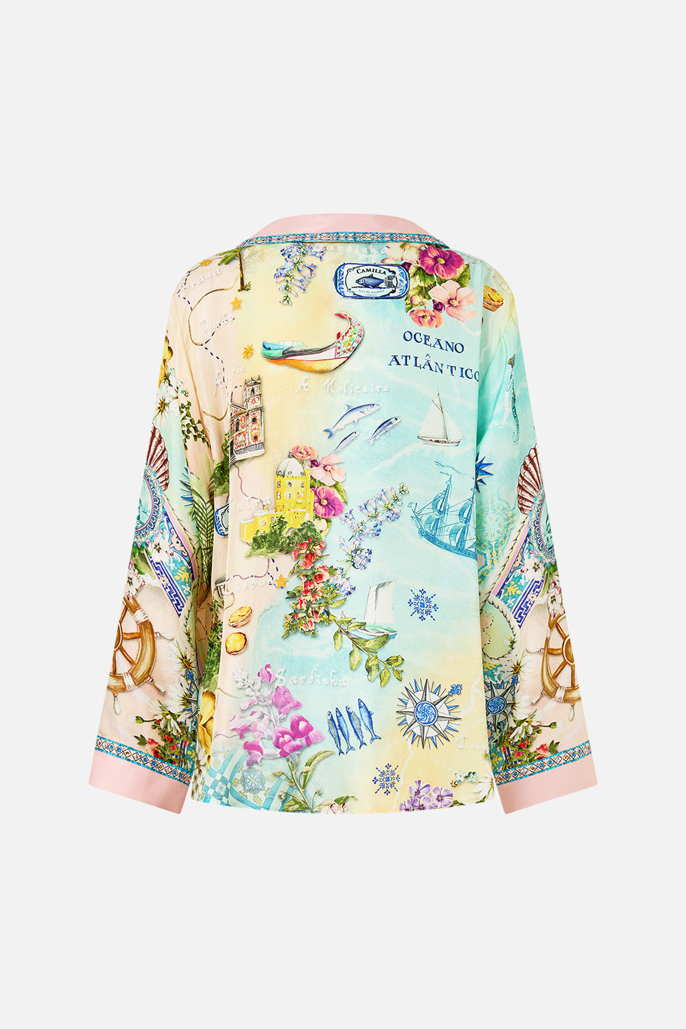 The CAMILLA BOXY PYJAMA SHIRT JUST COASTING in our  print.