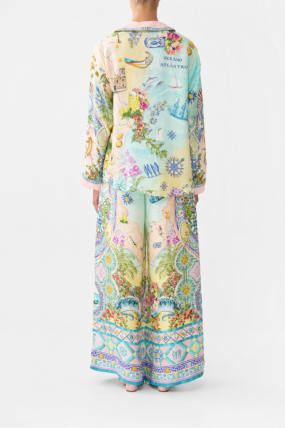 The CAMILLA BOXY PYJAMA SHIRT JUST COASTING in our  print.