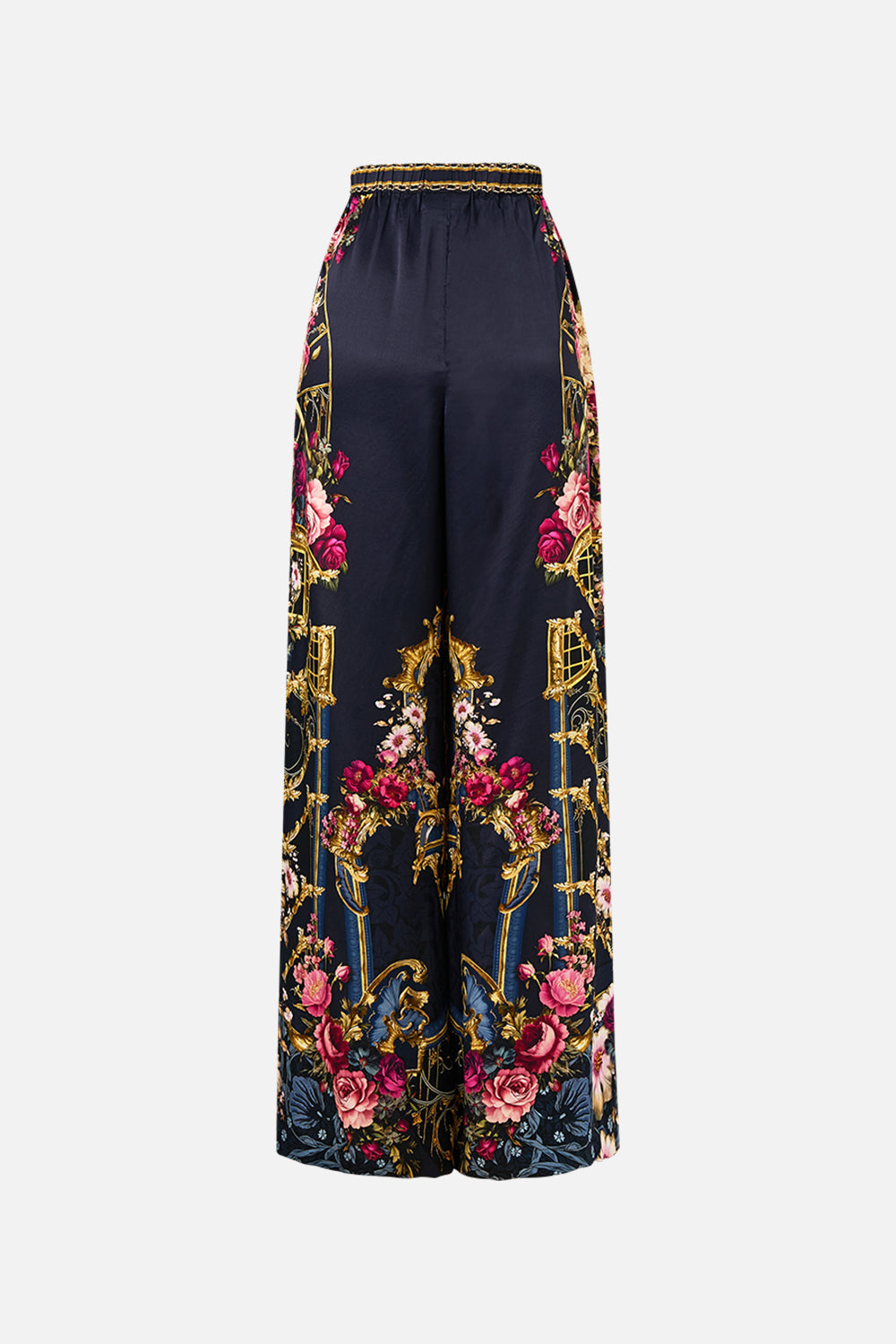 The CAMILLA Minimal Wide Leg Pant in our Ornate On A Plate print.