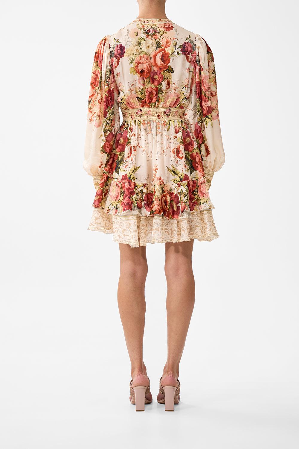 The CAMILLA Button Front Frill Dress in our Meet Me At The Majestic print.