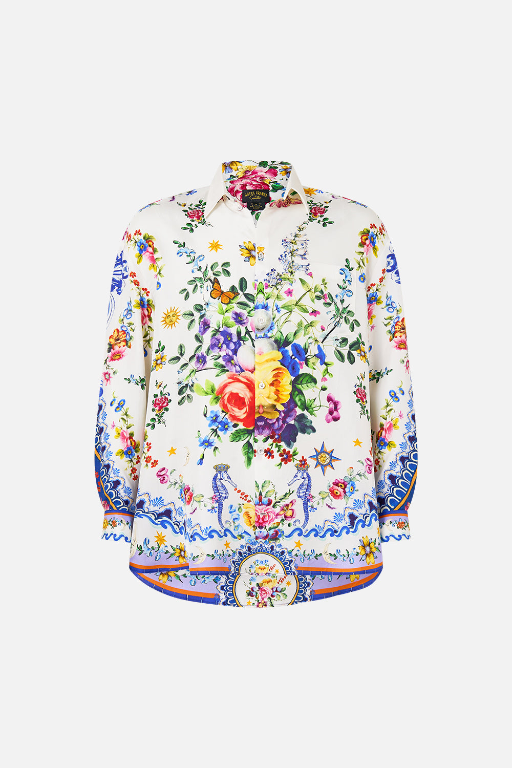 The CAMILLA Long Sleeve Oversized Shirt in our Tiles Darls print.