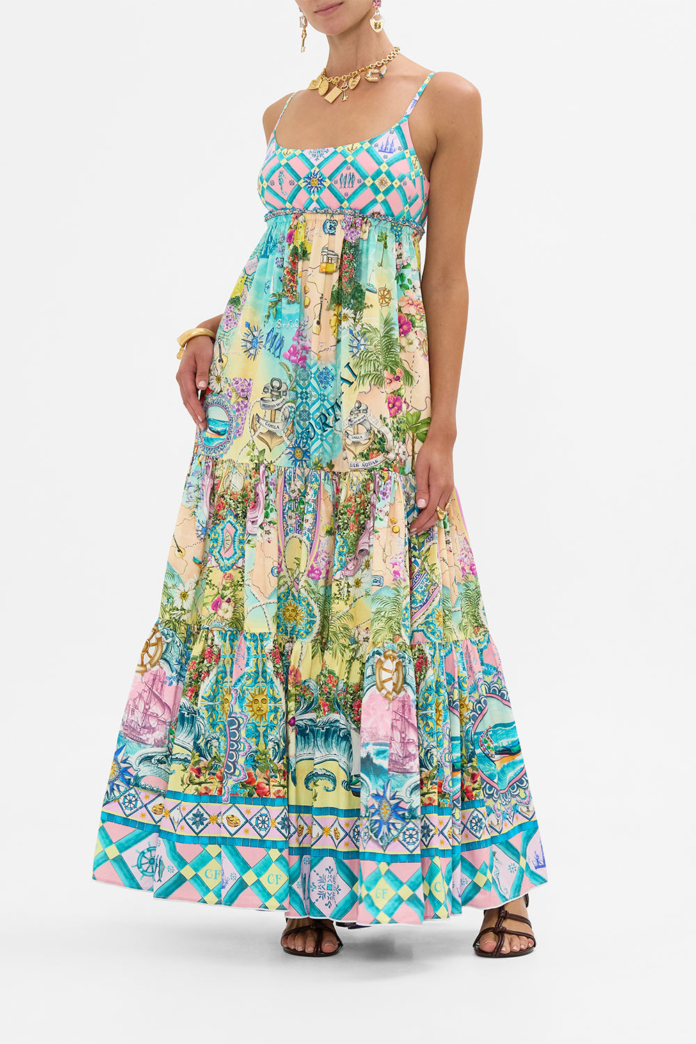camilla beach shack dress The Just Coasting Print Collection this alluring silk maxi tone:Oat What Color Socks to Size:xx-large
