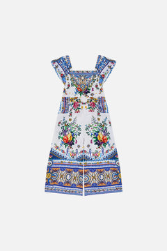 The CAMILLA Kids Jumpsuit W Frill Shoulder & Pocket 4-10 in our Tiles Darls print.
