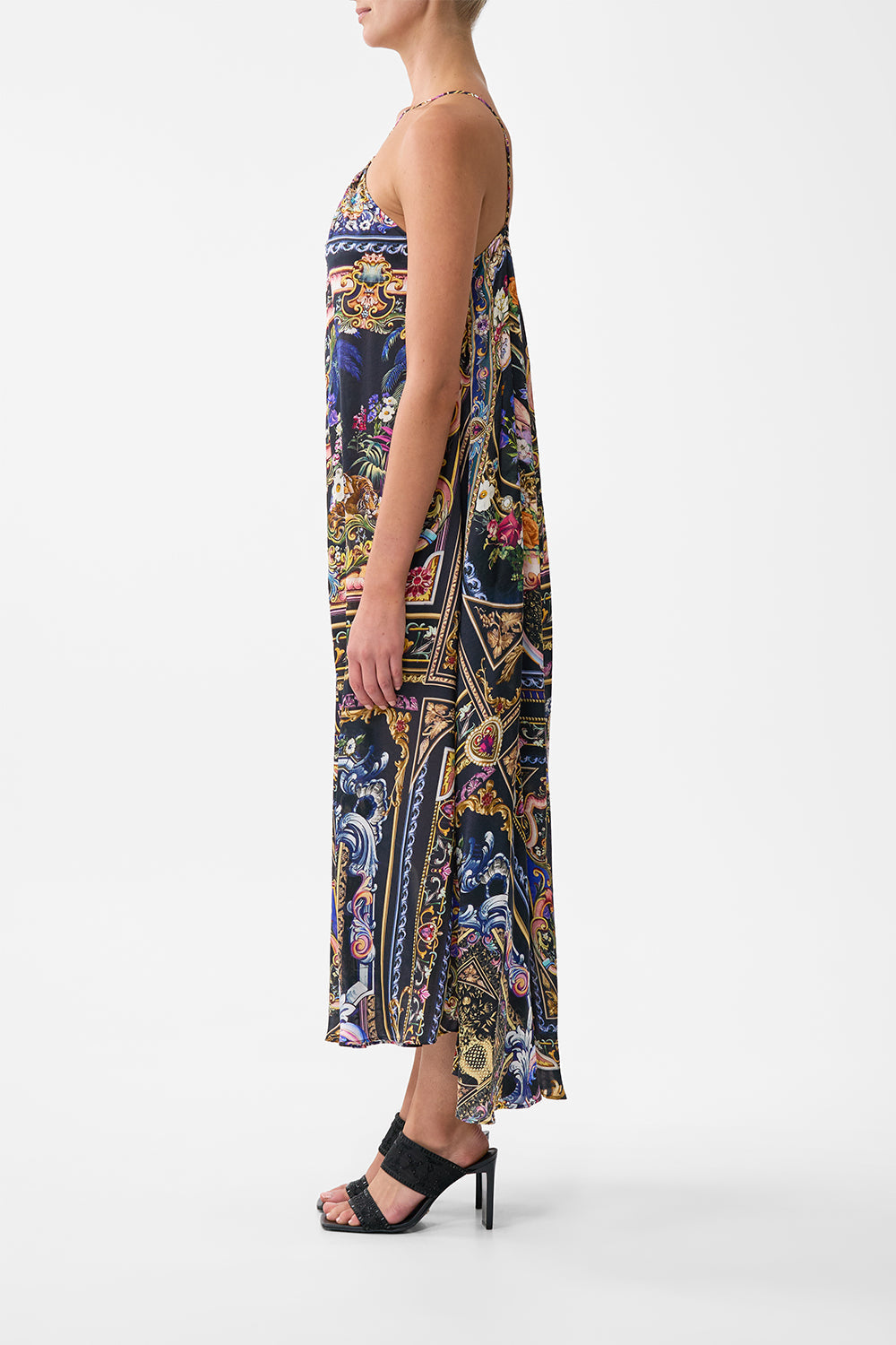 The CAMILLA Gather Neck Hardware Maxi Dress in our Basked In Baroque print.