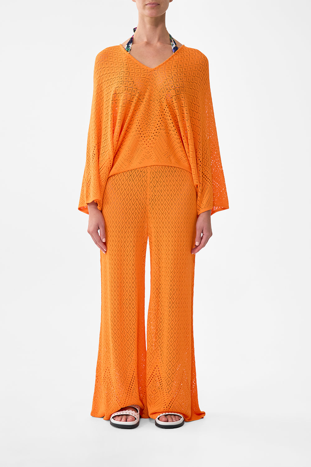 The CAMILLA Relaxed V Neck Knit Top in our Basked In Baroque print.