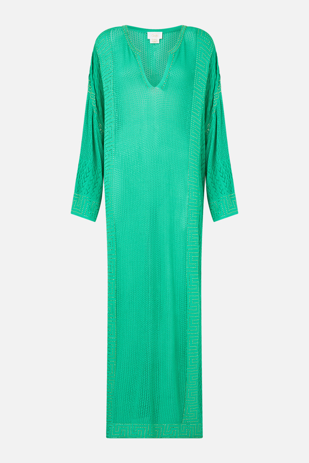 The CAMILLA Long V Neck Knit Kaftan in our Spirit Of Santa Maria print.