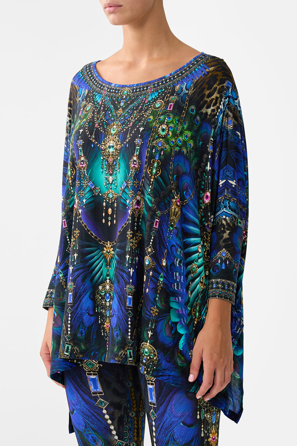 The CAMILLA Scoop Neck Slouch Tee in our Dominican Decadence print.