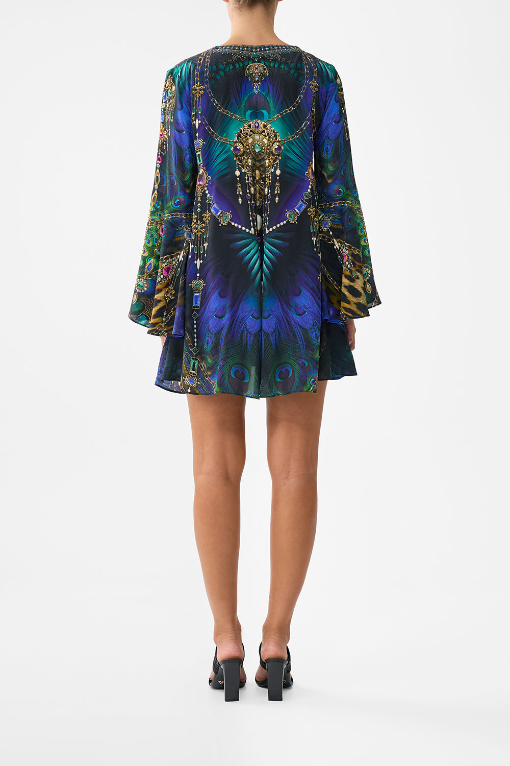 The CAMILLA V-Neck Flared Sleeve Mini Dress in our Dominican Decadence print.