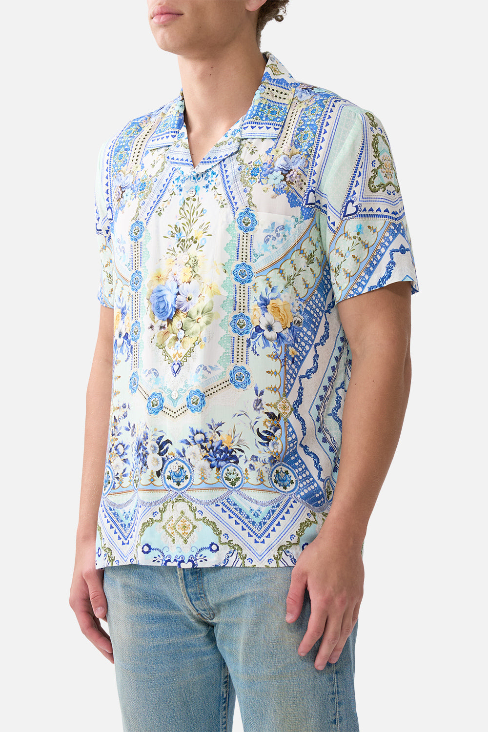 SHORT SLEEVE CAMP COLLARED SHIRT MY HOMESPUN HEART