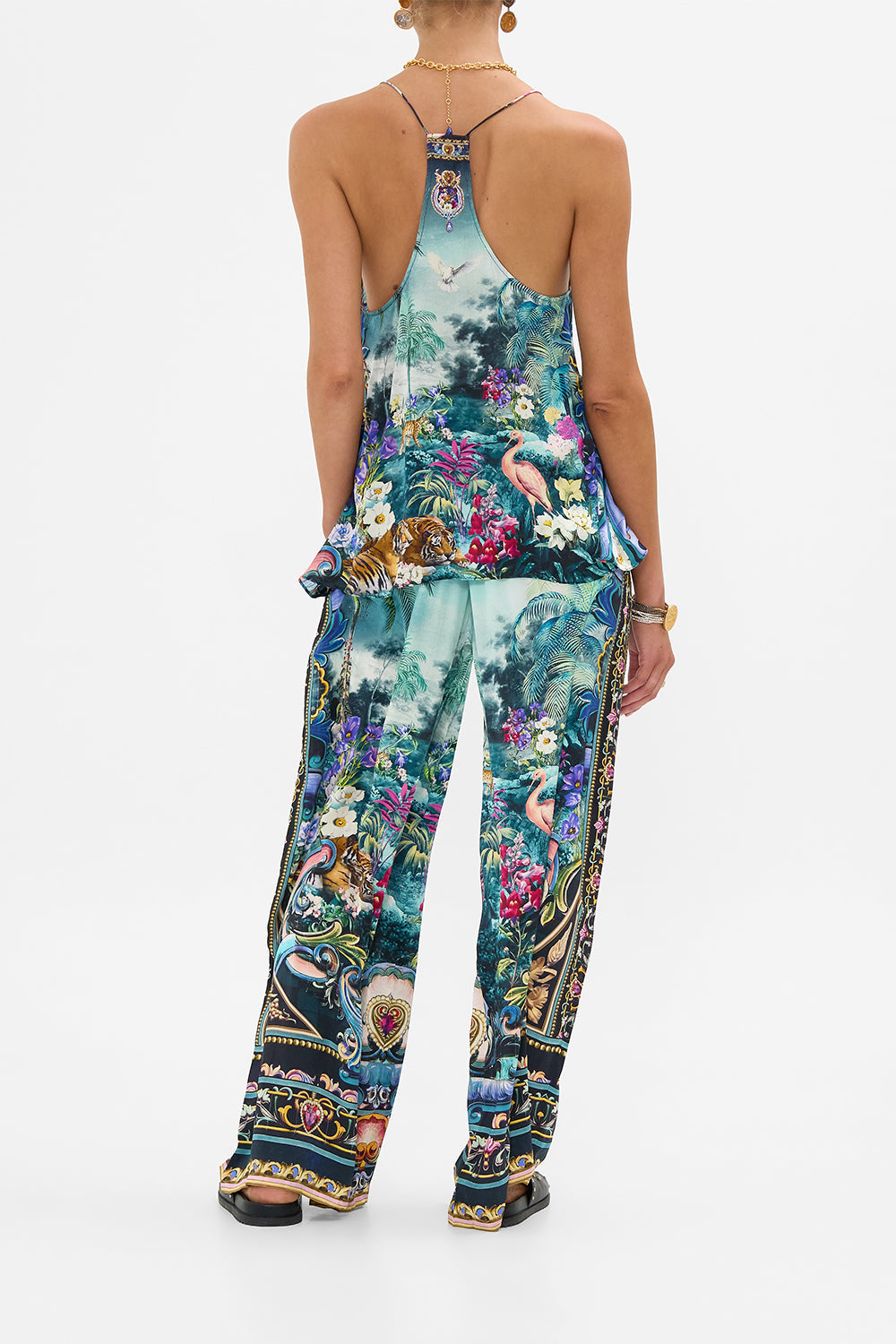 The CAMILLA T Back Shoestring Top in our Basked In Baroque print.