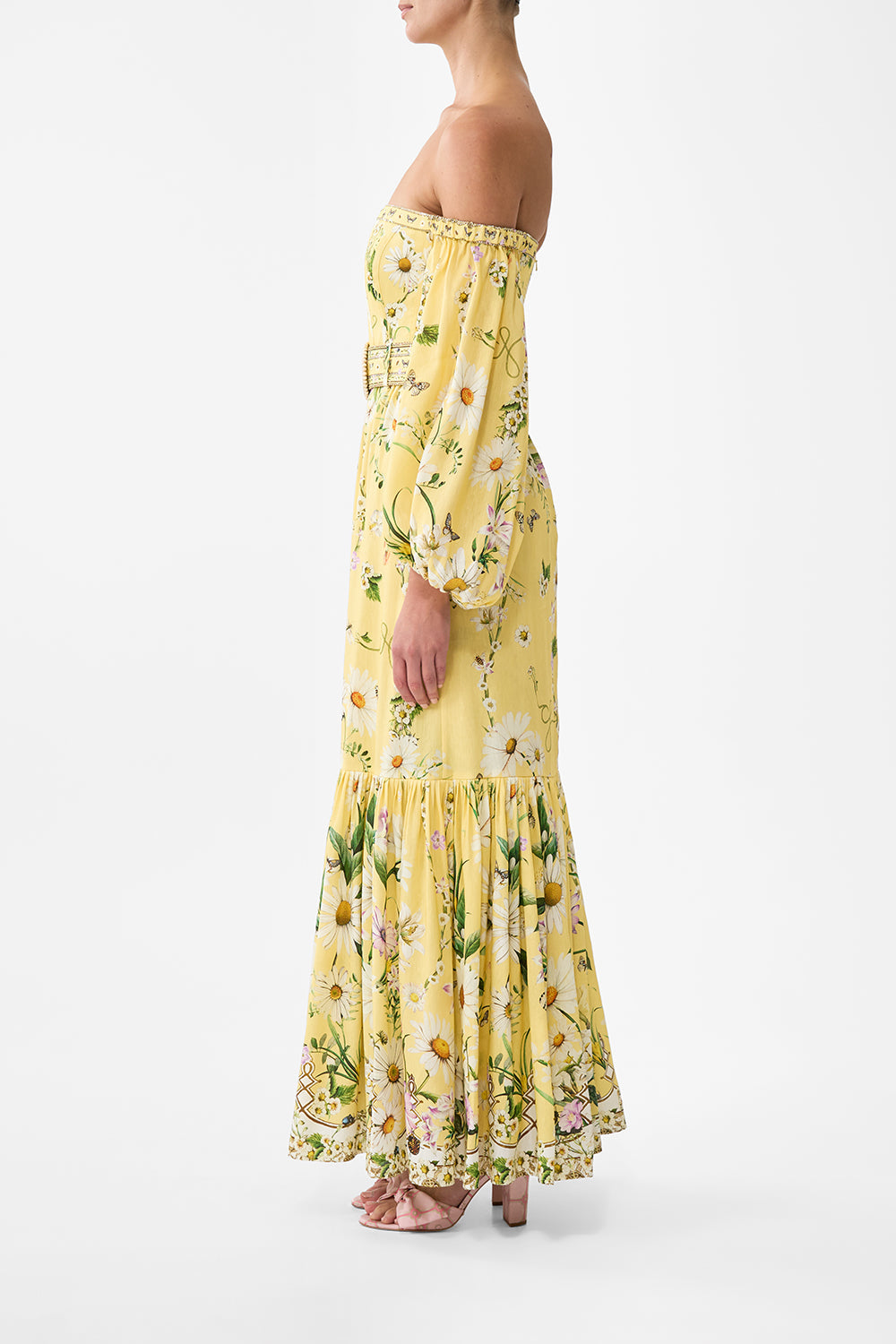 The CAMILLA PUFF SLEEVE CORSET DRESS DAISY CHAINS in our  print.