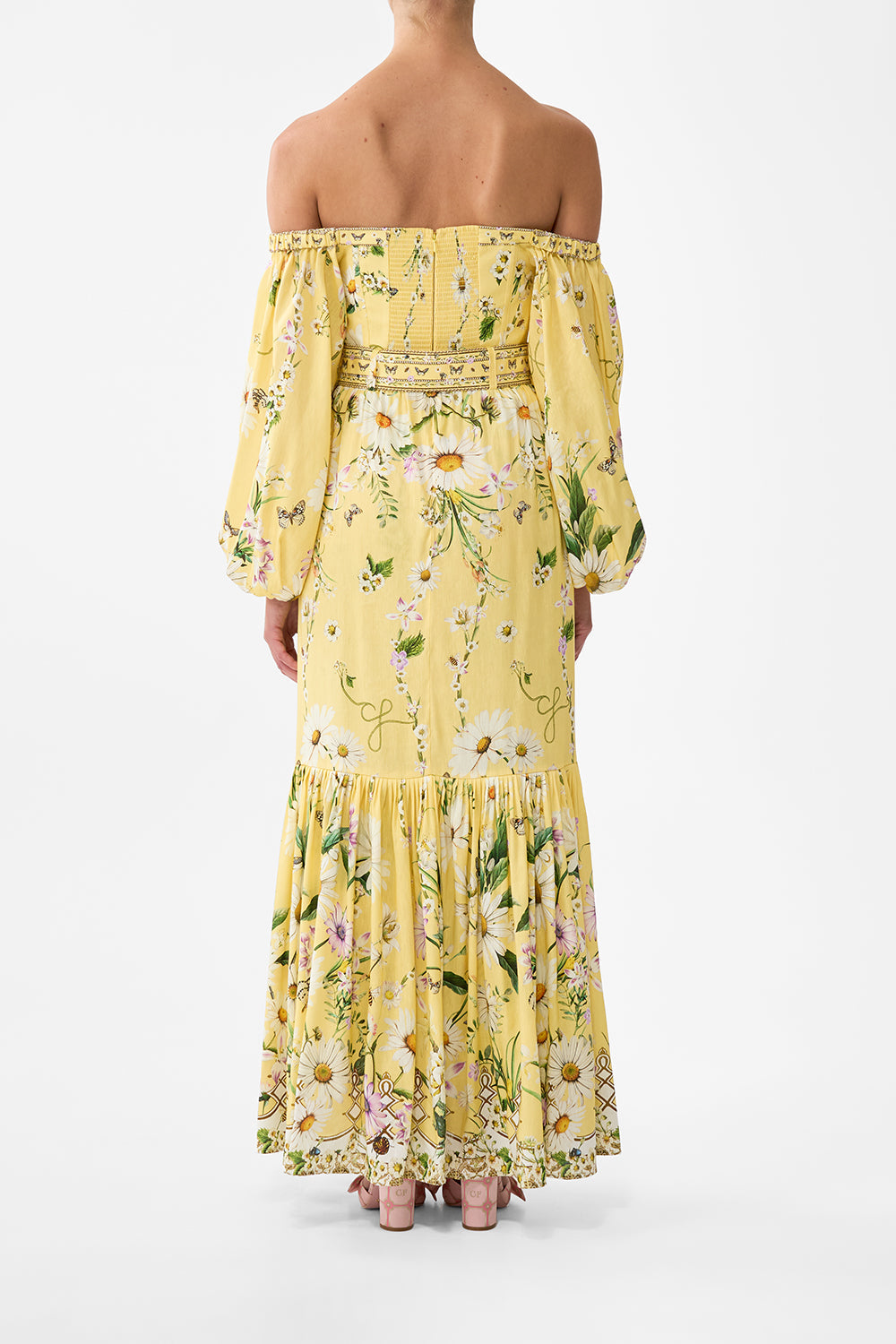 The CAMILLA PUFF SLEEVE CORSET DRESS DAISY CHAINS in our  print.