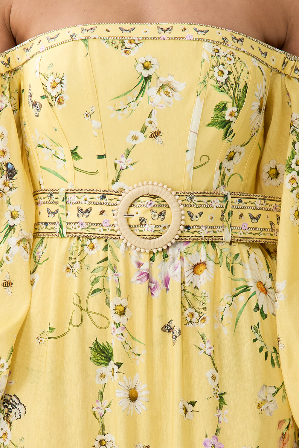 The CAMILLA PUFF SLEEVE CORSET DRESS DAISY CHAINS in our  print.