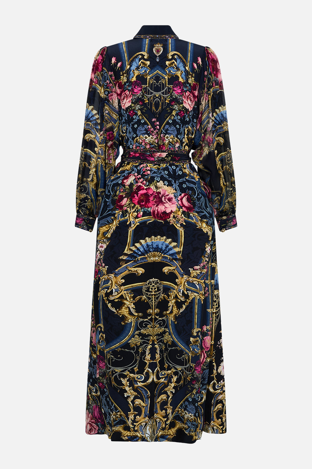 The CAMILLA Curved Collar Shirt Dress in our Ornate On A Plate print.