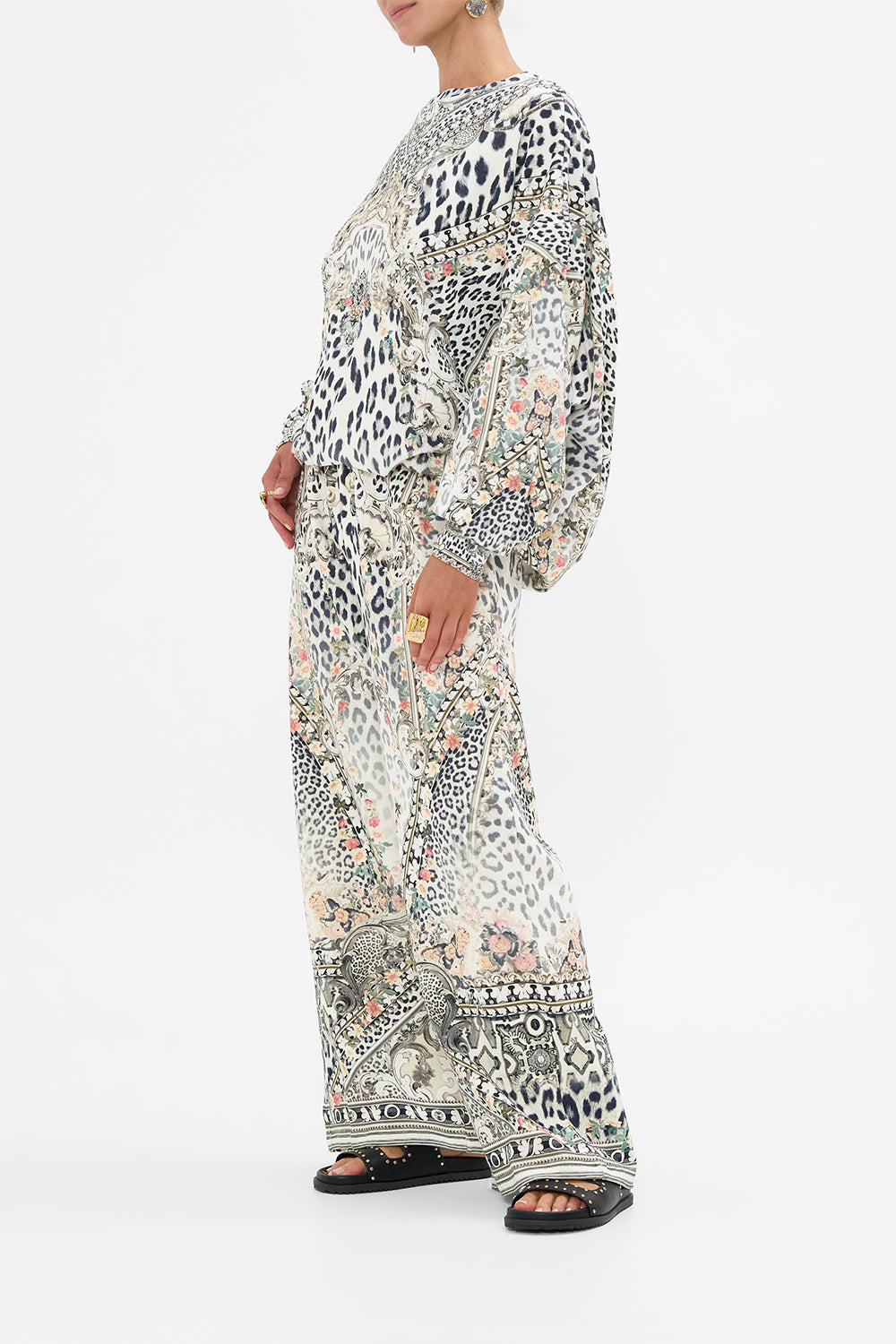 The CAMILLA Tuck Detail Sweater in our Marble Heaven print.