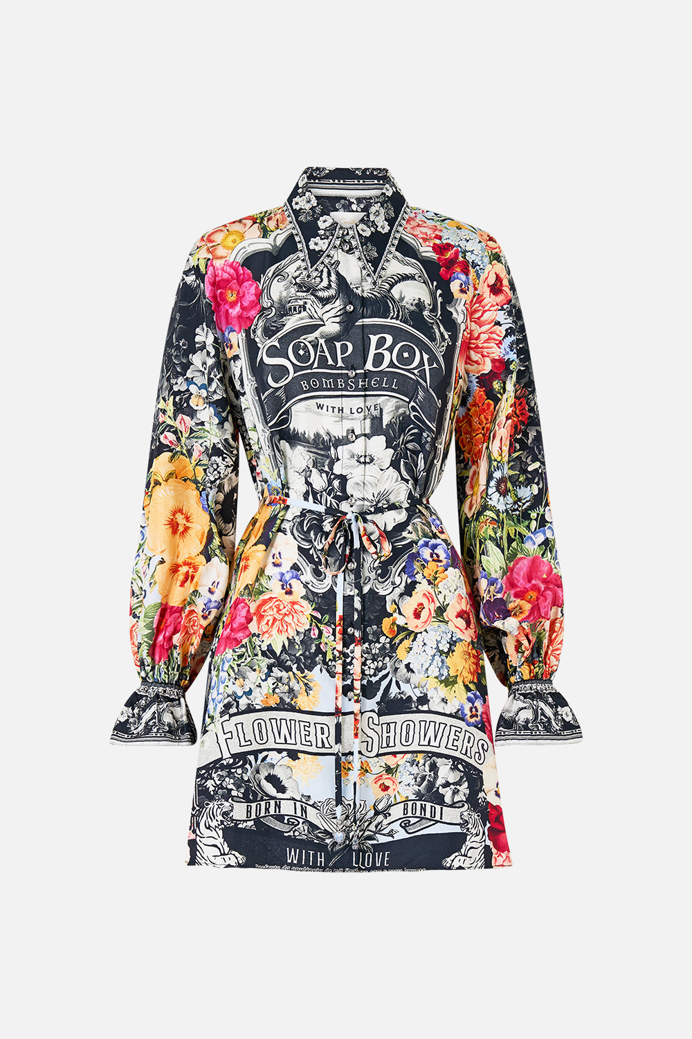 The CAMILLA Shift Shirt Dress in our Flower Showers print.