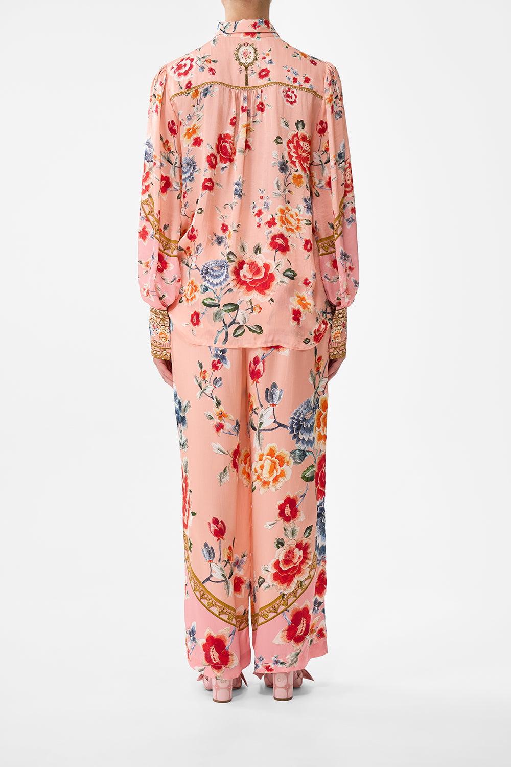 The CAMILLA Button Through Blouson Sleeve Blouse in our Majestic Milla print.