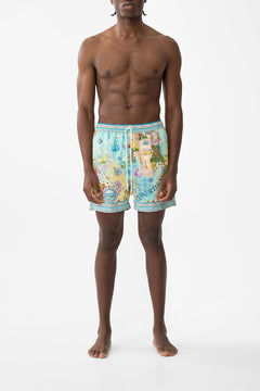 The CAMILLA Mid Length Boardshort With Elastic Waist in our Just Coasting print.