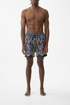 The CAMILLA Mid Length Boardshort With Elastic Waist in our Ornate On A Plate print.