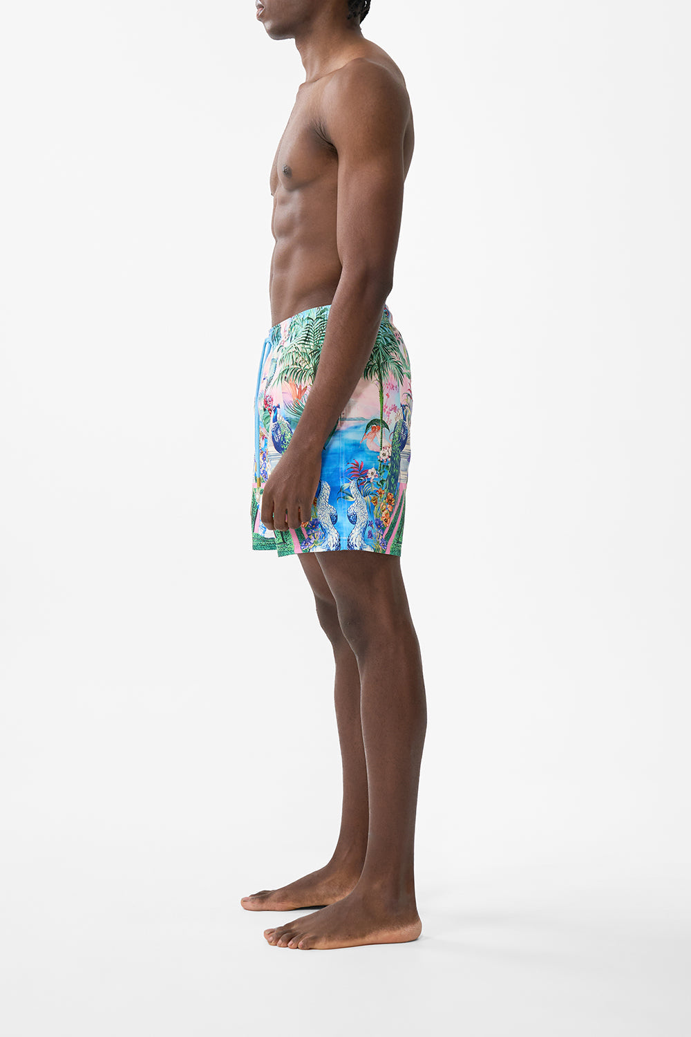 The CAMILLA MID LENGTH BOARDSHORT WITH ELASTIC WAIST SPIRIT OF SANTA MARIA in our  print.