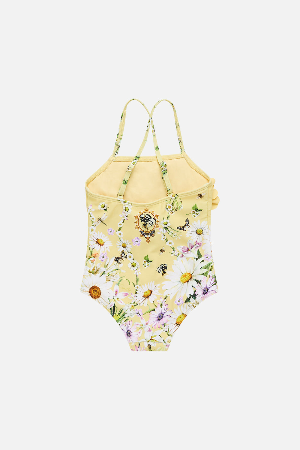 The CAMILLA Babies Straight Neck One Piece With Rosettes in our Daisy Chains print.