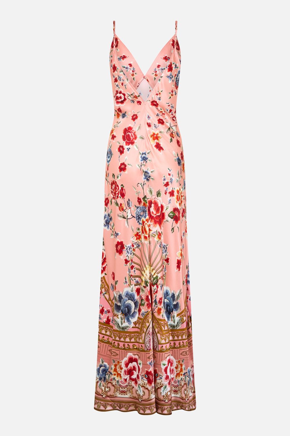 The CAMILLA V Neck Full Length Bias Slip Dress in our Majestic Milla print.