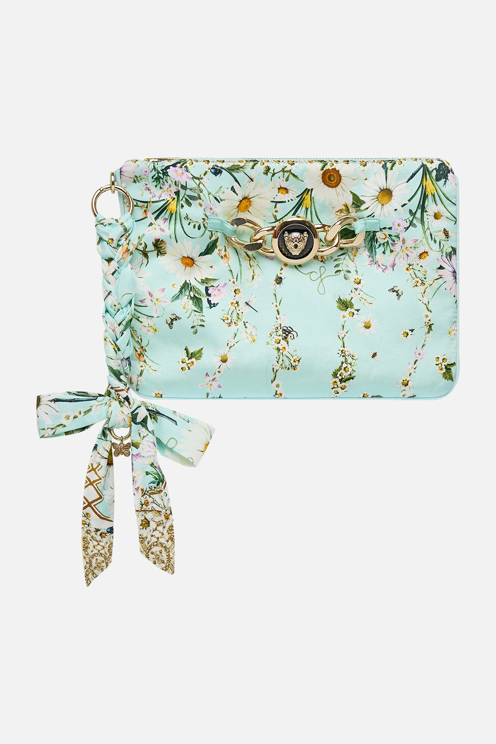 The CAMILLA Braided Strap Clutch in our Floral Freefall print.