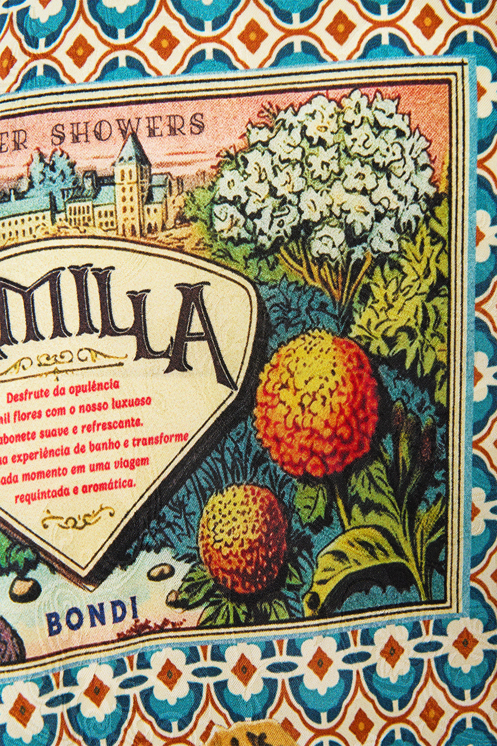 The CAMILLA Gathered Bodice Bias Dress in our Soap Opera print.