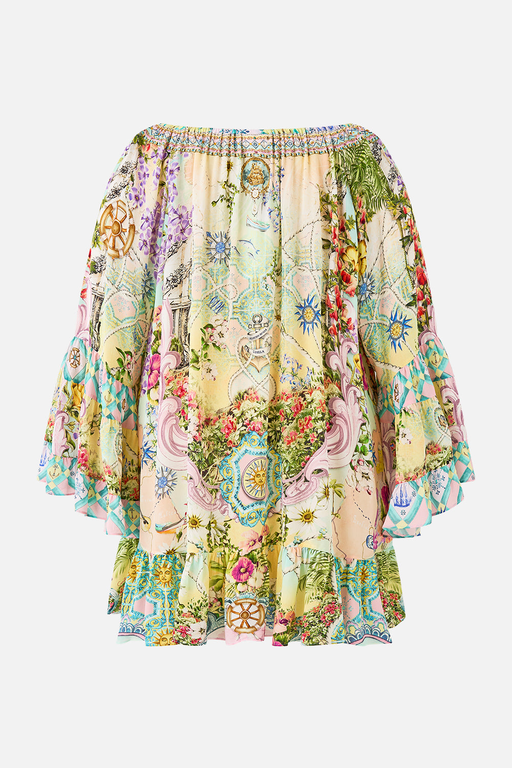 The CAMILLA A LINE FRILL DRESS JUST COASTING in our  print.