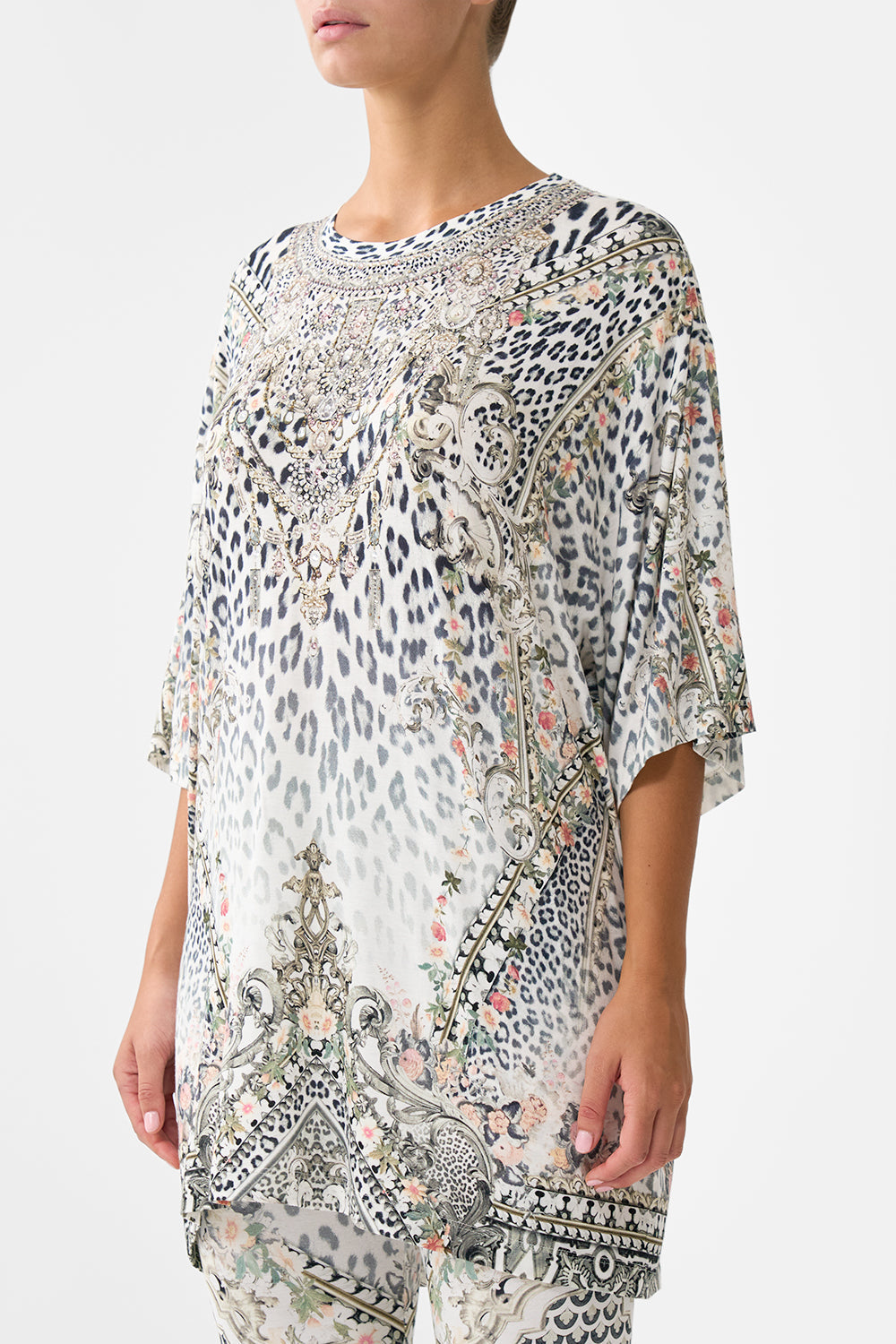 The CAMILLA Super Oversized Tee in our Marble Heaven print.