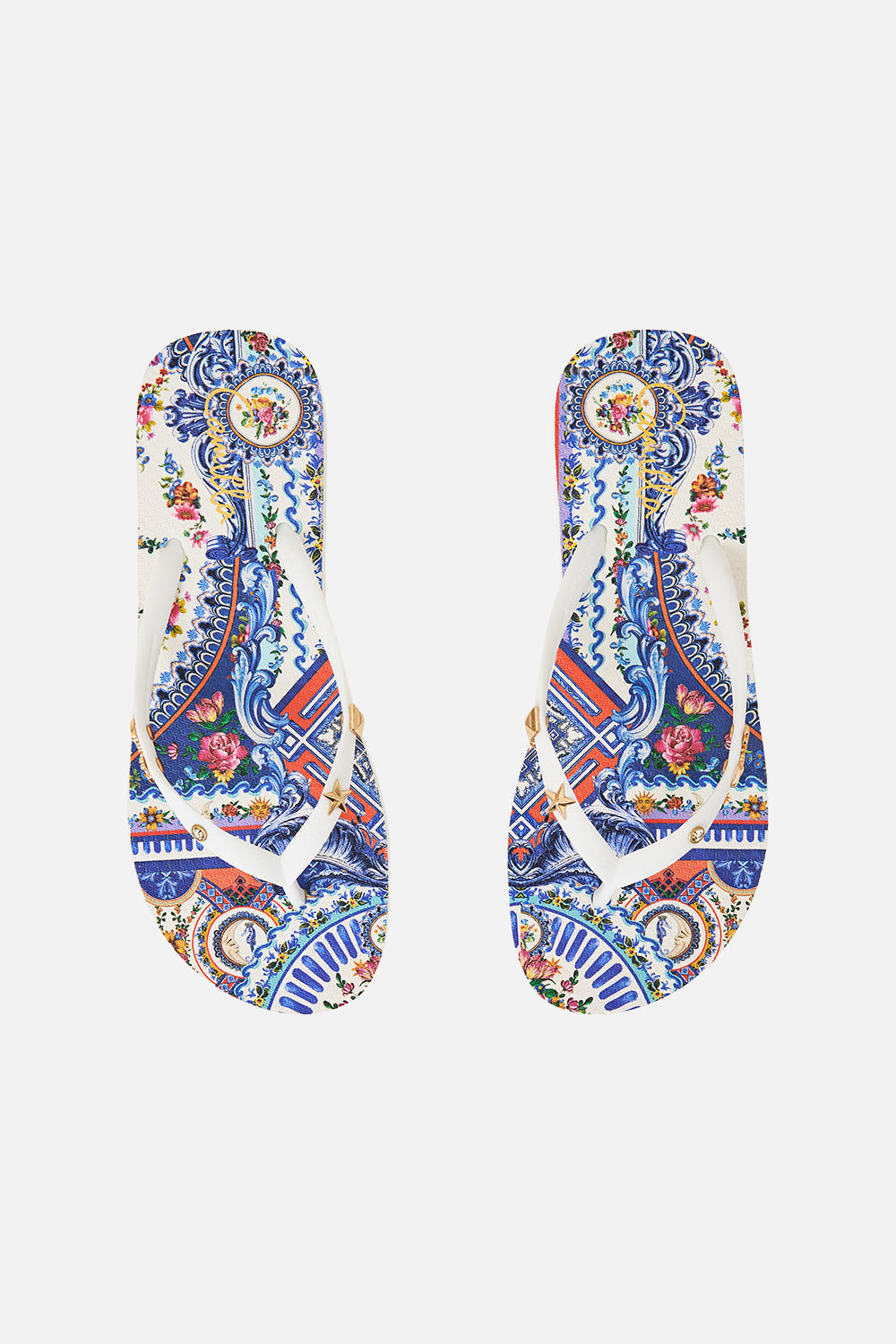 The CAMILLA Thongs in our Tiles Darls print.