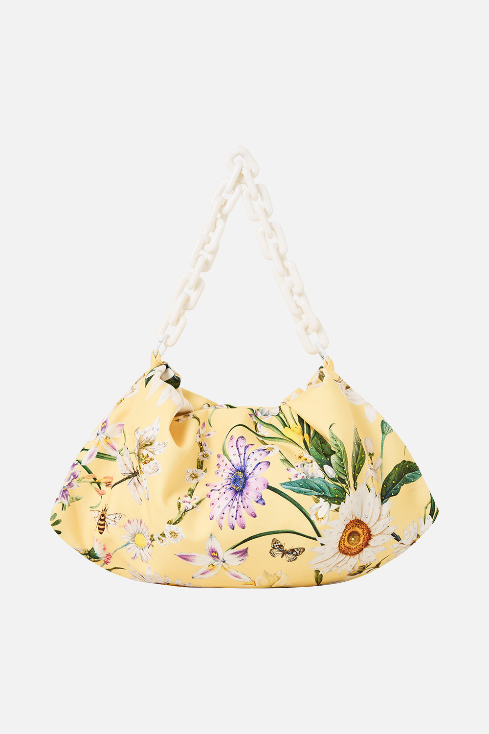 The CAMILLA Oversized Clutch With Chain in our Daisy Chains print.