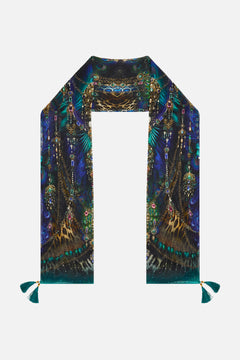 The CAMILLA Long Silk Crinkle Chiffon Scarf in our Dominican Decadence print.