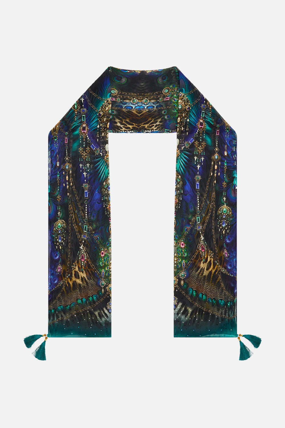 The CAMILLA LONG SILK CRINKLE CHIFFON SCARF DOMINICAN DECADENCE in our DOMINICAN DECADENCE print.