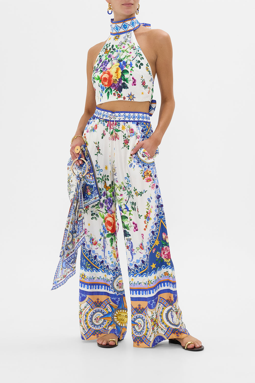 The CAMILLA Ring Scarf Clutch in our Tiles Darls print.