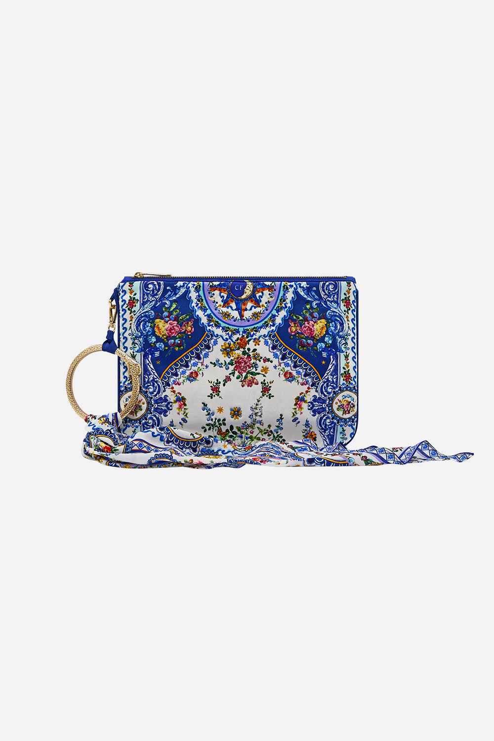 The CAMILLA Ring Scarf Clutch in our Tiles Darls print.