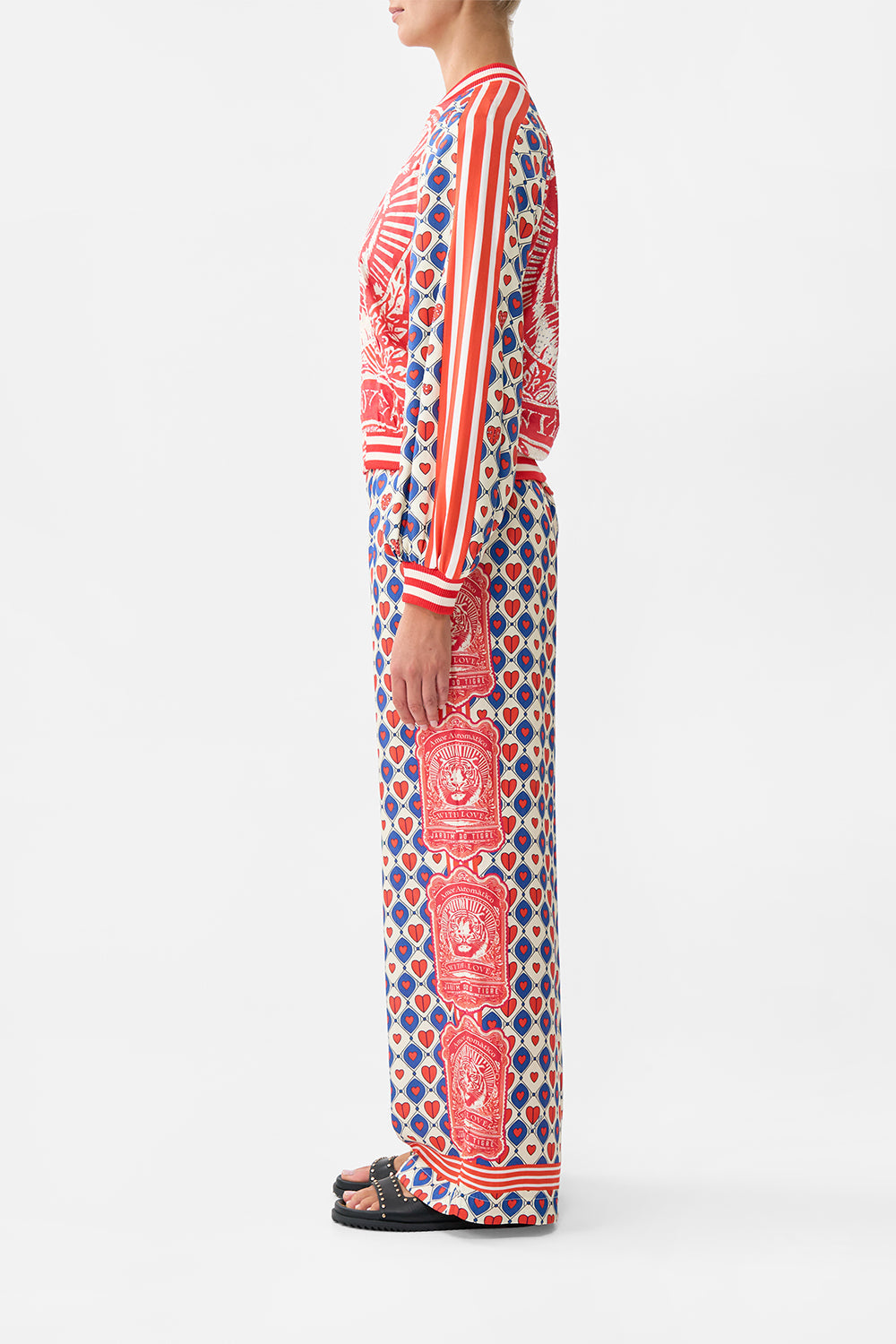The CAMILLA Panelled Sleeve Blouson Bomber in our Rinse & Roar print.