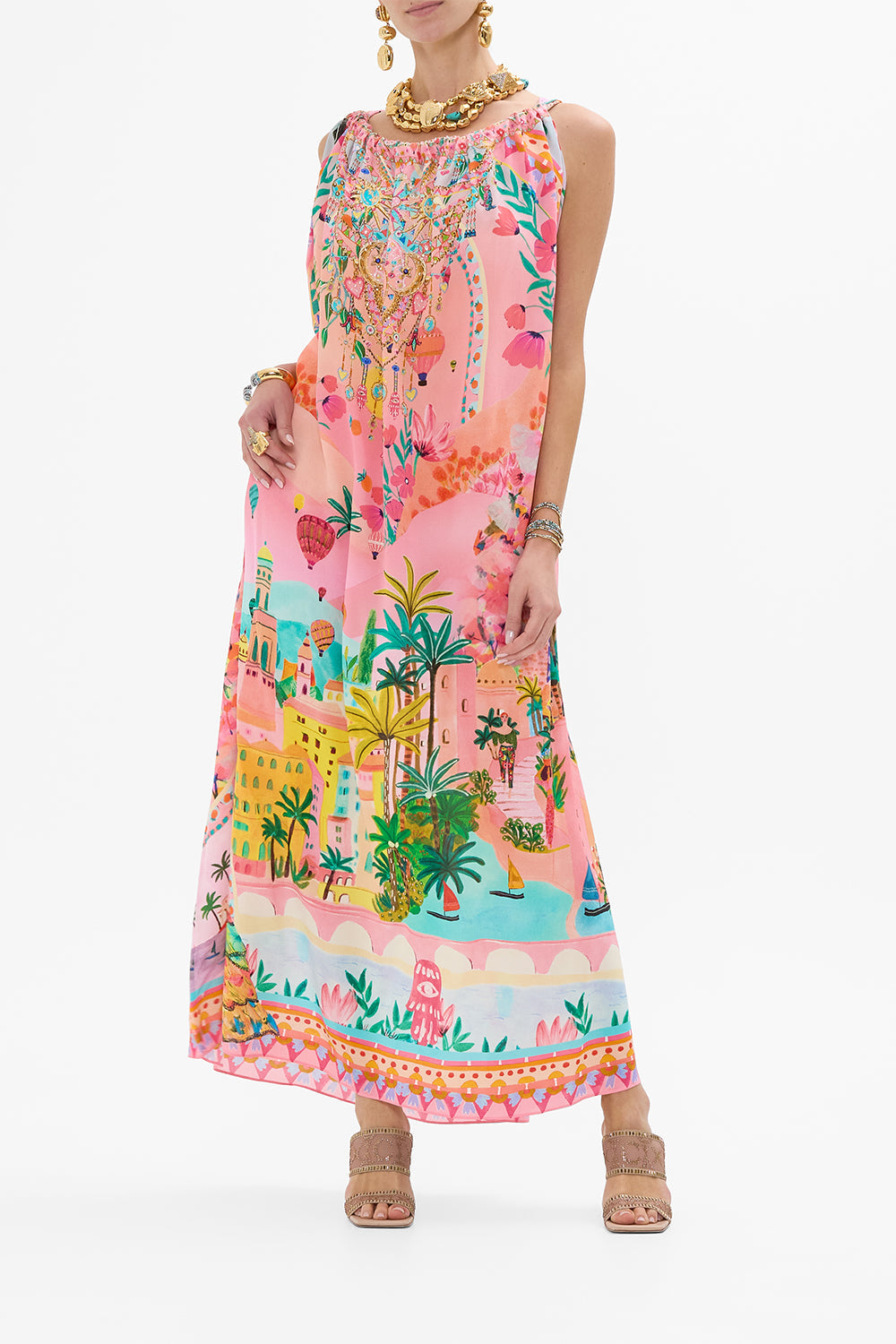 CAMILLA drawstring dress in Sister Sunset print