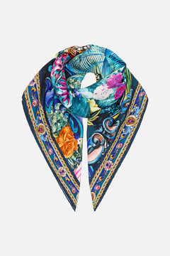 The CAMILLA Large Crystalled Silk Square Scarf in our Basked In Baroque print.