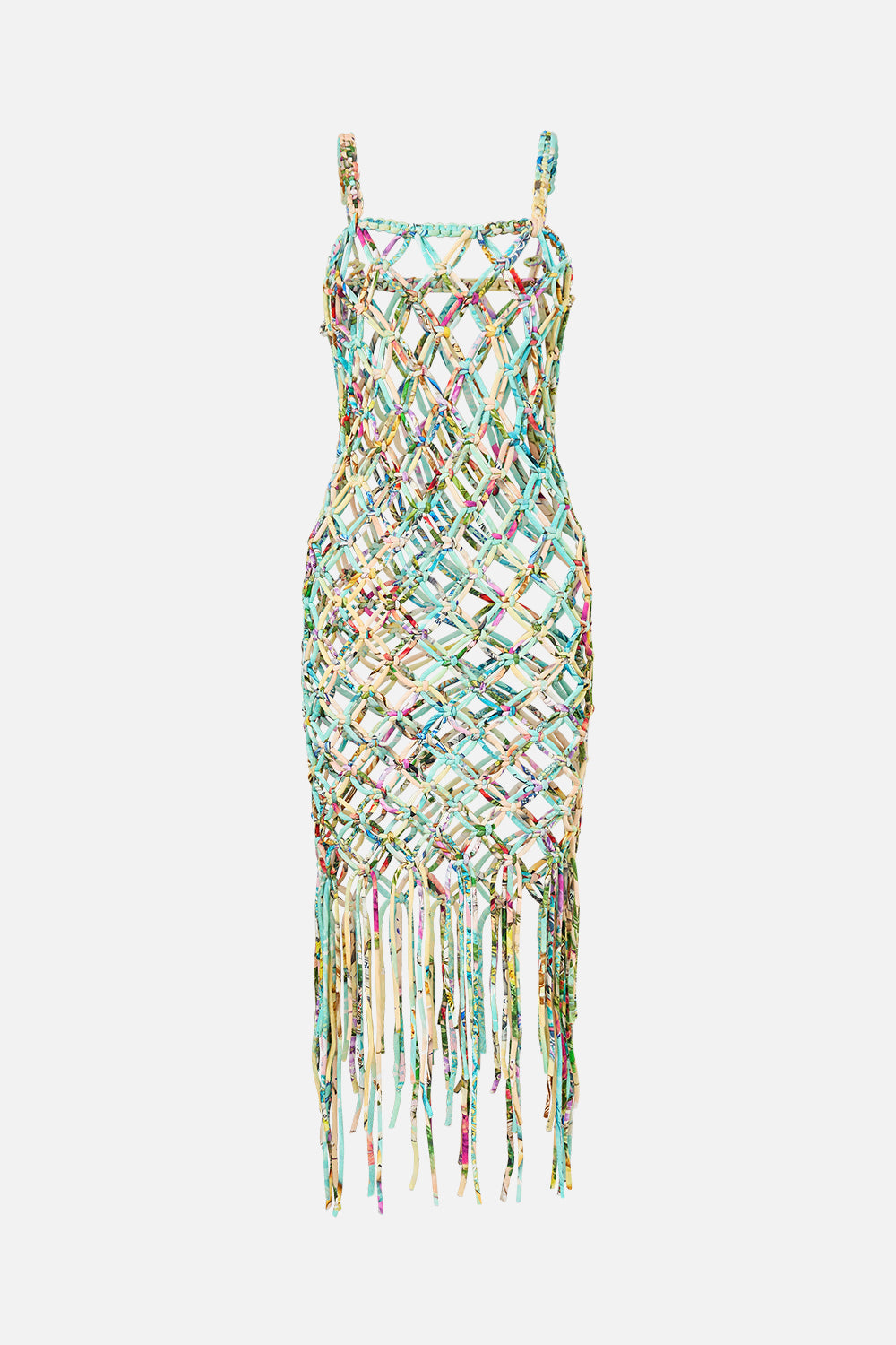 The CAMILLA Macrame Midi Dress in our Just Coasting print.