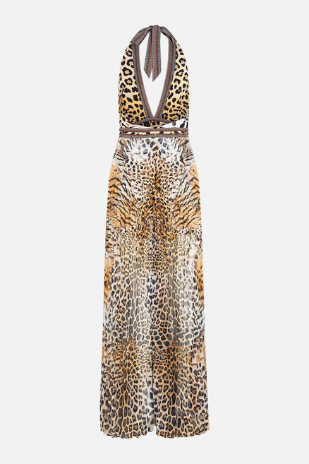 The Jaguar Ruffle Hem Halter Dress