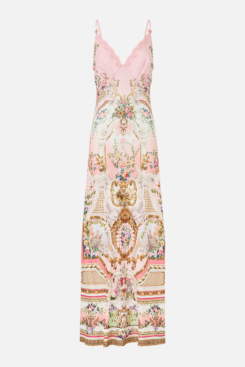 V NECK FULL LENGTH BIAS SLIP DRESS LISBON LULLABY