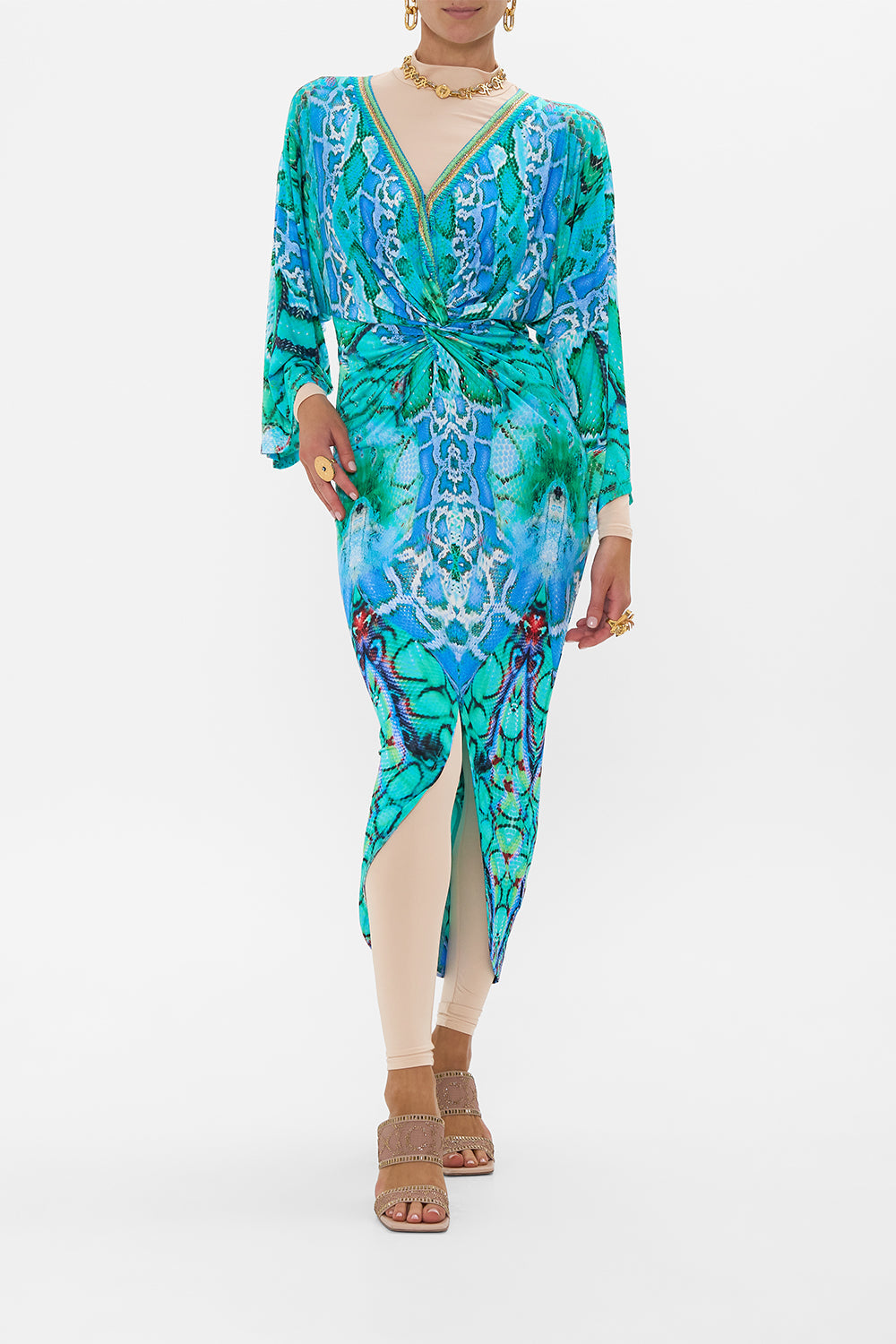 LONG SPLIT FRONT TWIST DRESS KNIGHT OF THE WILD
