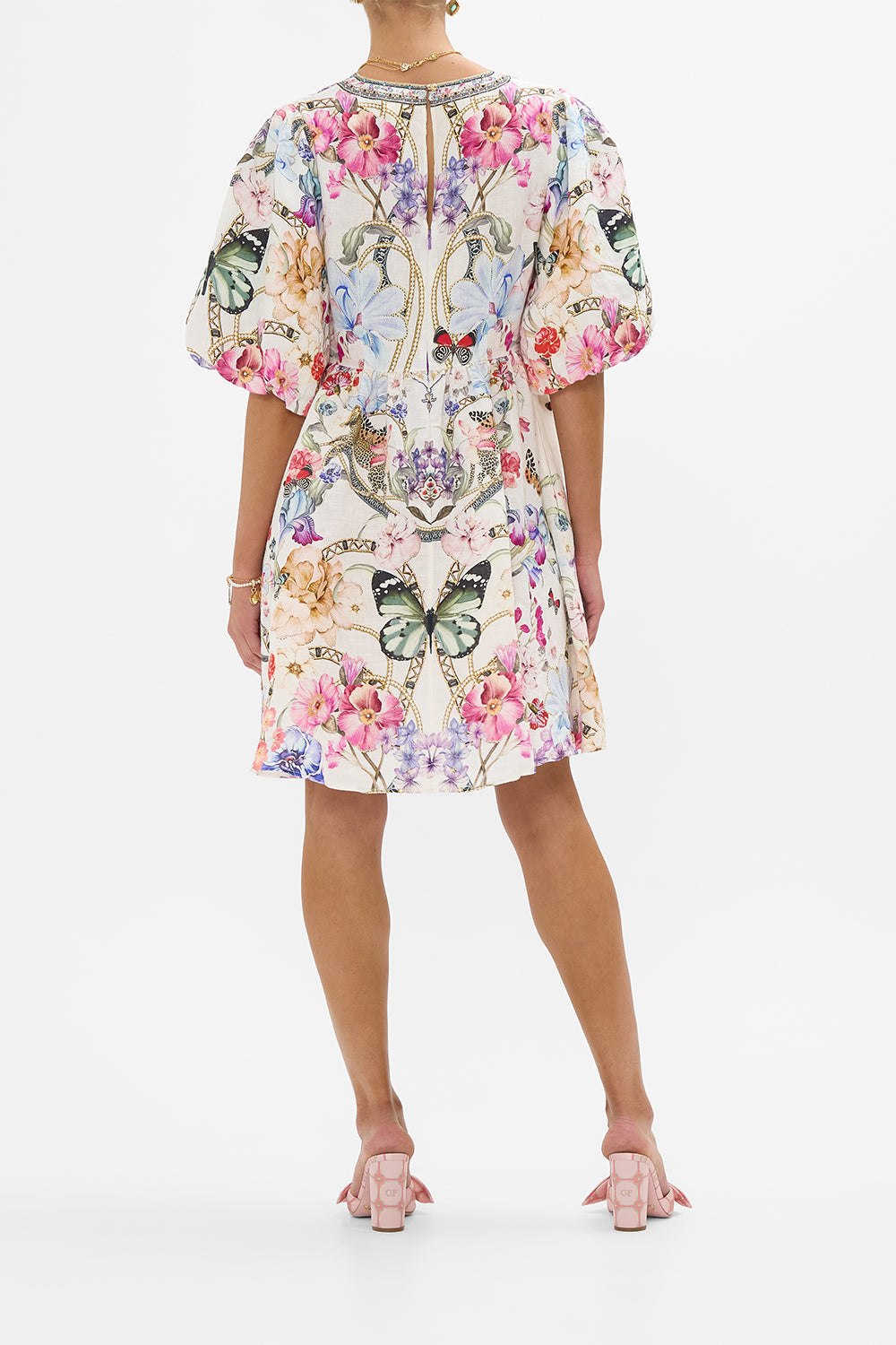 V NECK PUFF SLEEVE SHORT DRESS MONSERRATE MAGIC