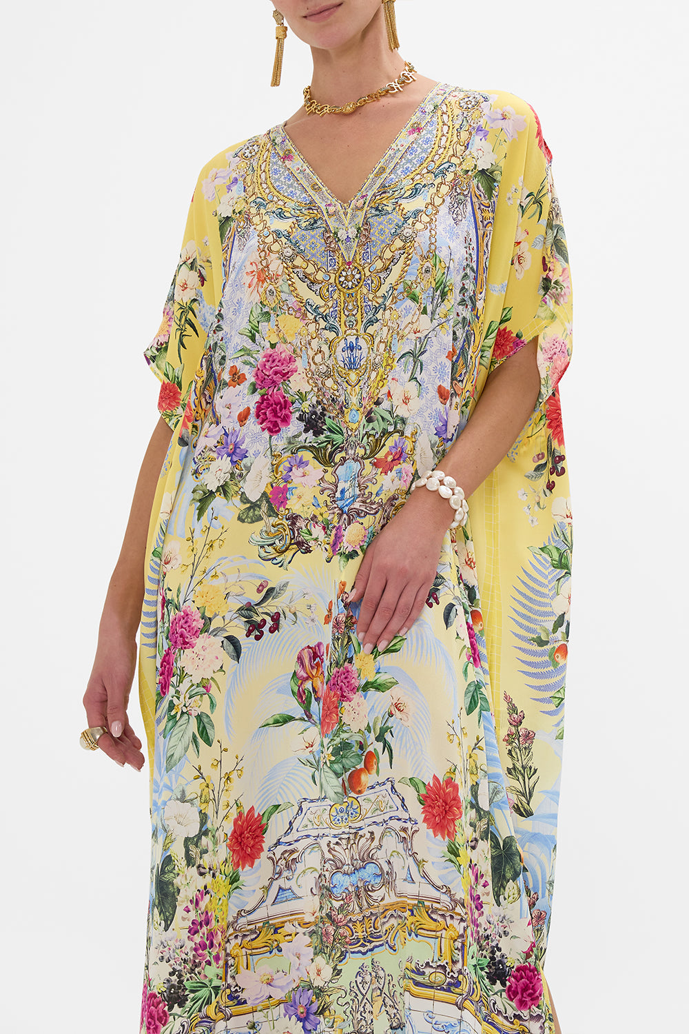 SLIM FIT KAFTAN WITH SPLIT FLOR FANTÁSTICA
