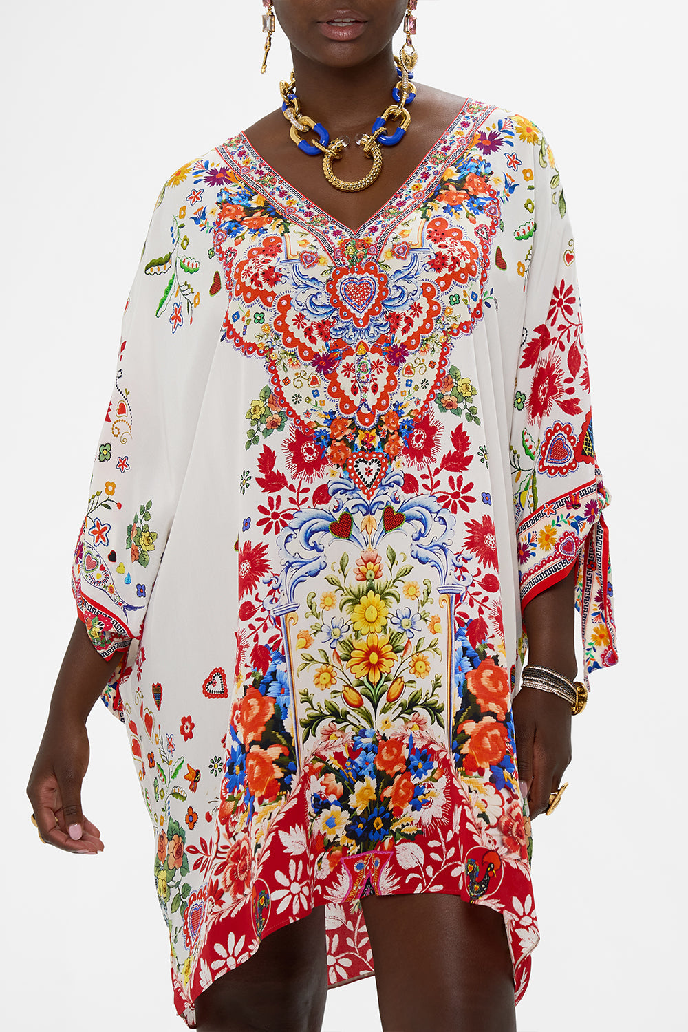 TIE SLEEVE SHORT V NECK KAFTAN FAITH, LUCK & JUSTICE
