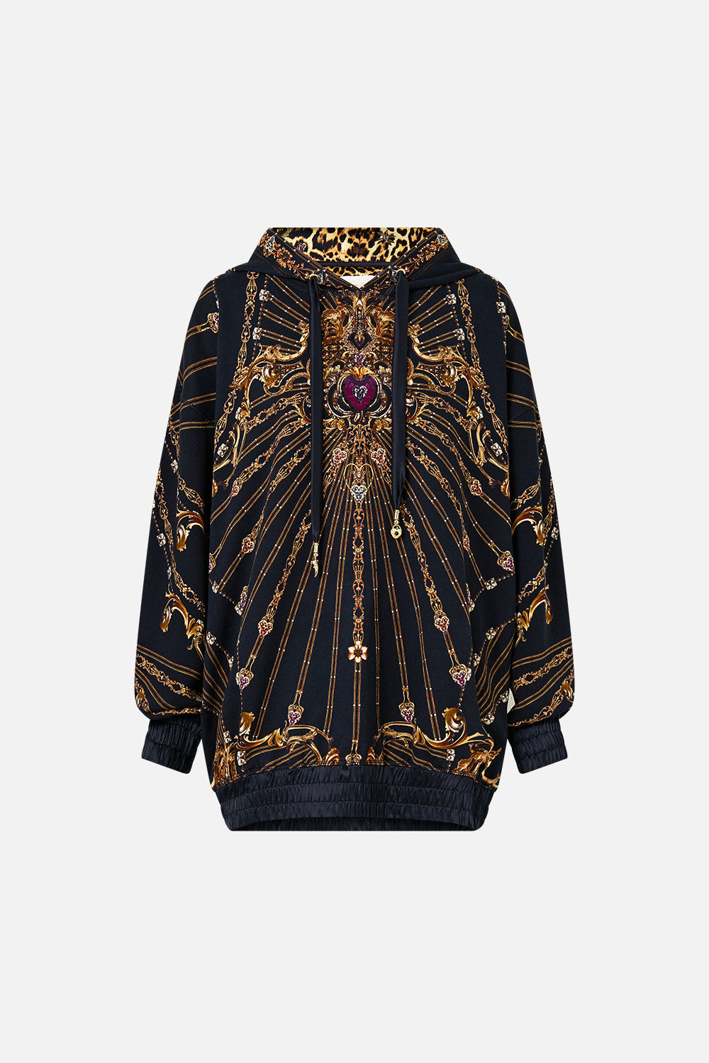 SUDADERA CON CAPUCHA OVERSIZE Y BOLSILLOS DE SEDA CON ESTAMPADO BARROCO