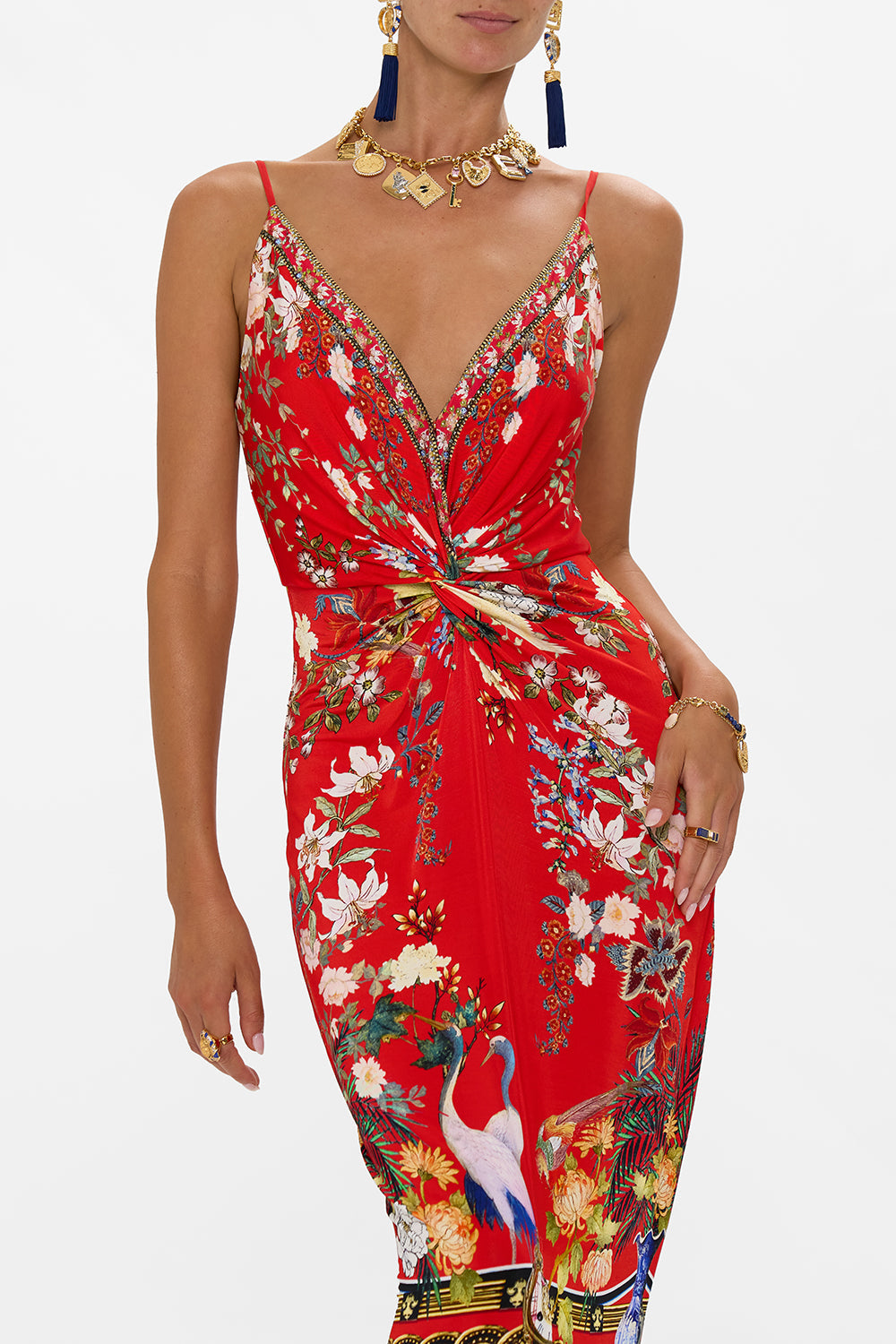 STRAPPY DRESS WITH TWIST FRONT LISBOA LUXE